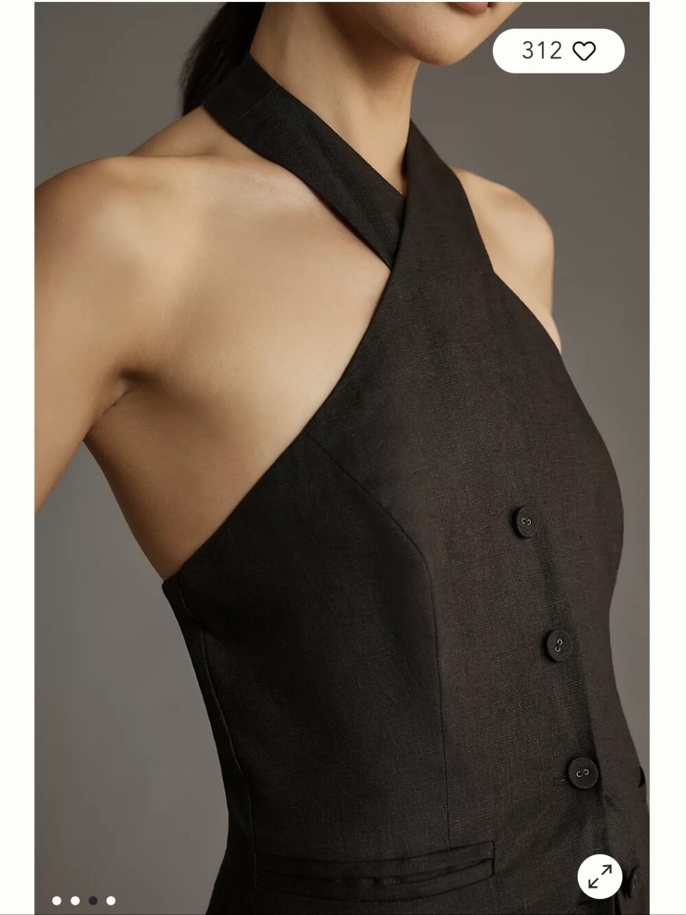 Habitual Linen Blend Black Halter Vest - NWT Size S